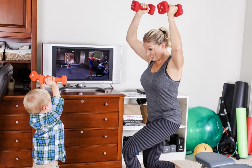 Working out mother son photo - how to get out of a rut from depression leading to weight gain
